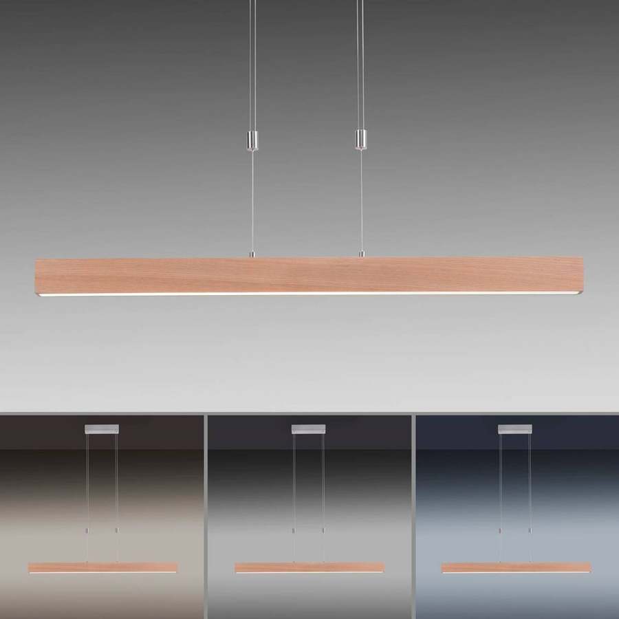 Just Light LED-Pendelleuchte AMANDA 11420-78 in Natur und Aluminium, dimmbar und höhenverstellbar, B/H/T: 110 x 160 x 5 cm - Bild 2