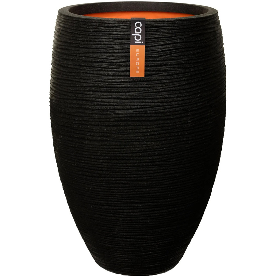 Capi Pflanztopf Nature Rib Elegant Deluxe Riffel Schwarz Durchmesser: 40 cm, Höhe: 60 cm - Bild 2