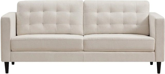 Dibalu Sofa in Beige mit Steppoptik und Stoffbezug, Breite: 200 cm - Bild 1