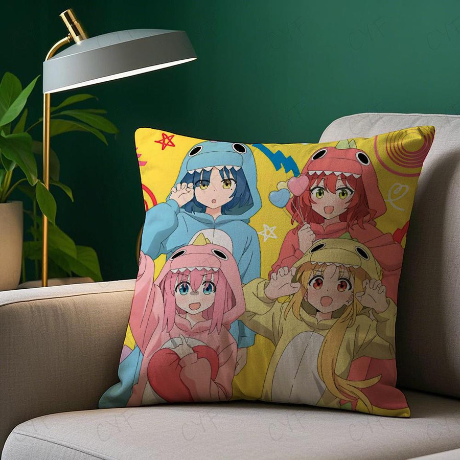 Anime-Sängerin B-Bocchi The Rock Kissenbezug aus kurzem Plüsch mit verstecktem Reißverschluss, Multicolor, B/B/H: 18 x 18 x 18 cm - Bild 1