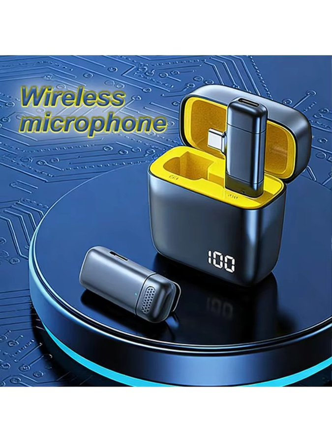 Basix Kabelloses Lavalier-Mikrofon mit Ladeetui, 2,4 GHz USB-C Mini-Ansteckmikrofon mit Geräuschunterdrückung in Schwarz - Bild 6