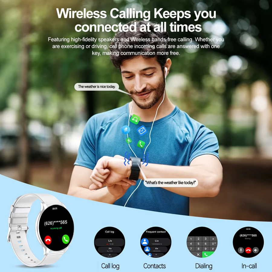 LAXASFIT Outdoor-Sport-Smartwatch in Schwarz mit Bluetooth, Telefonfunktion und Musikwiedergabe für Fitness-Tracking - Bild 2