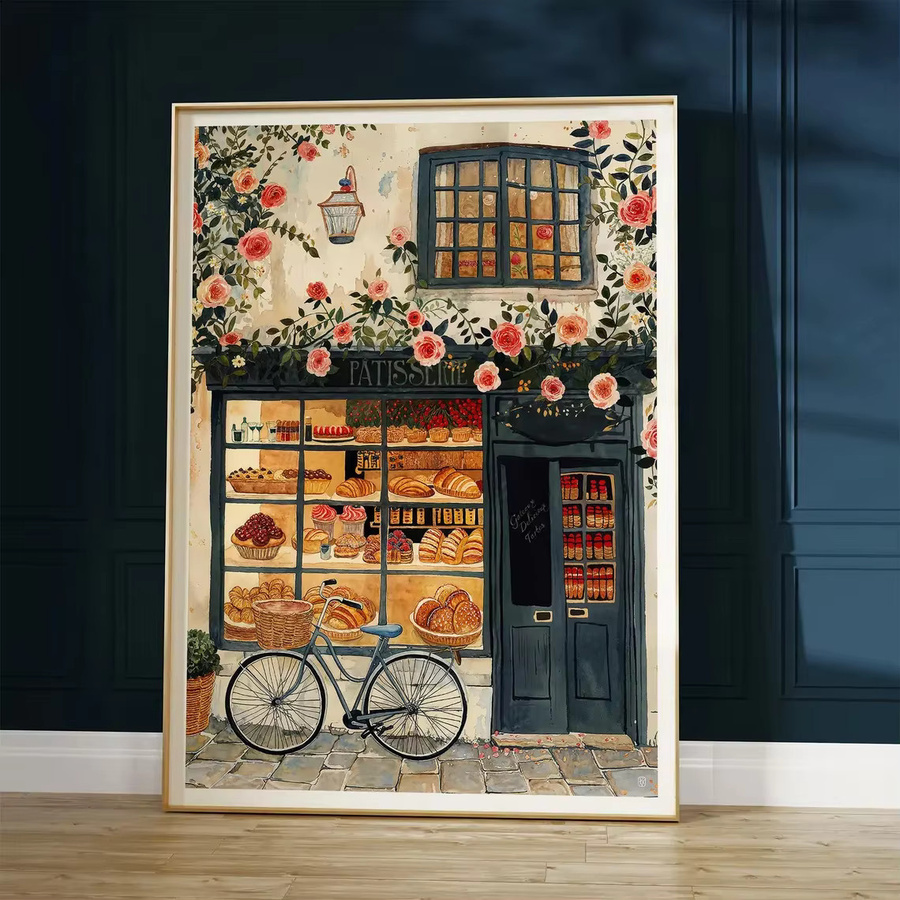 Vintage Französischer Patisserie Kunstdruck als mehrfarbige Bäckerei-Illustration auf Papier - Bild 3
