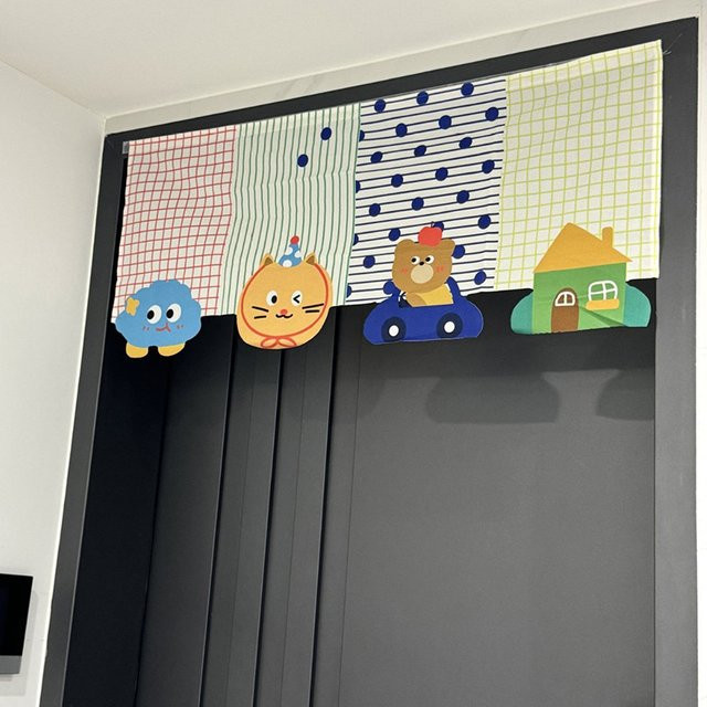 A-Nice Tier-Cartoon Türvorhang mit Tiermotiven, selbstklebend und halbtransparent, mehrfarbig - Bild 1