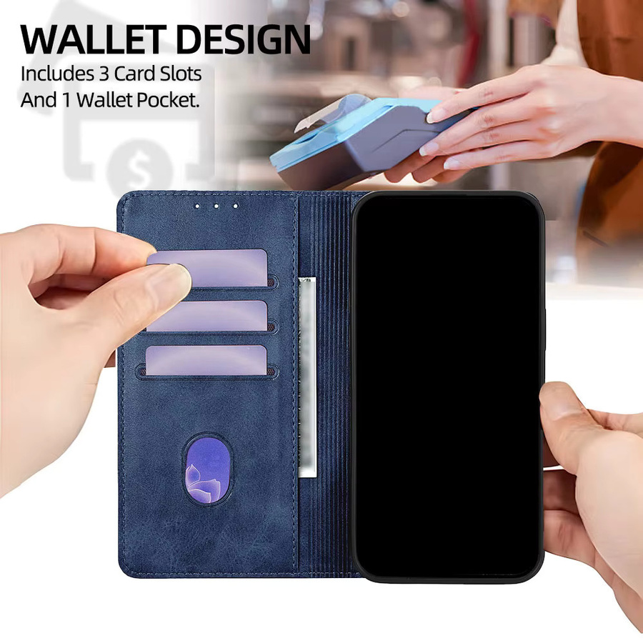 Leder Handyhülle mit Welpen-Motiv für iPhone 17 Pro Max, 16, 15, 14, 13, 12, 11 Pro Max und Plus, Farbe: Blau, mit Kartenfächern und Holster-Funktion - Bild 4