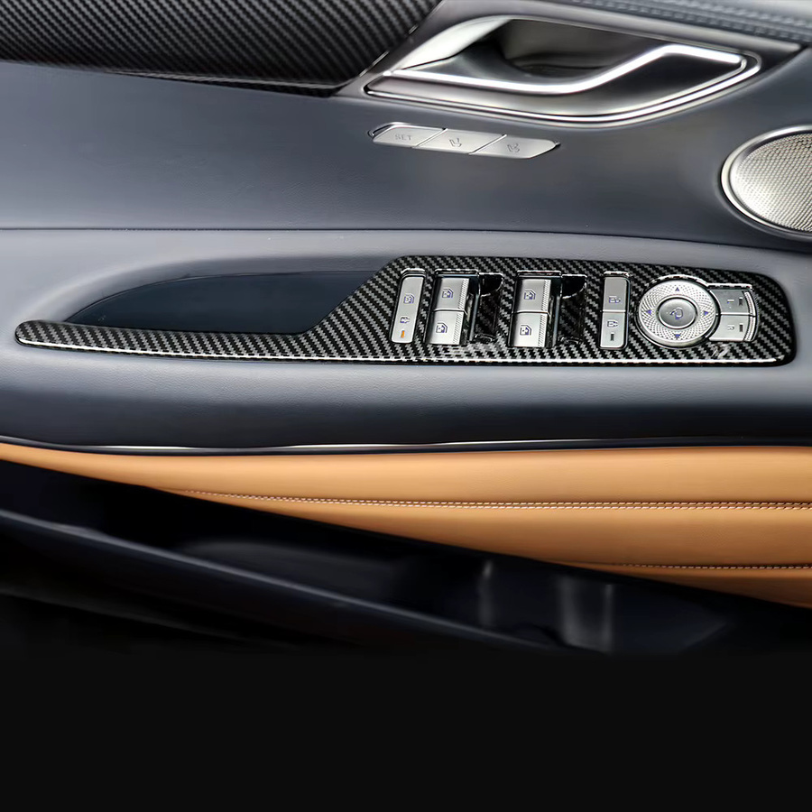 Genesis GV80 2021-2025 Innenraum Zubehör Set: 4er Pack Dekorative Zierleisten für Fenstersteuerung und Türgriff in Schwarz (LHD) - Bild 2