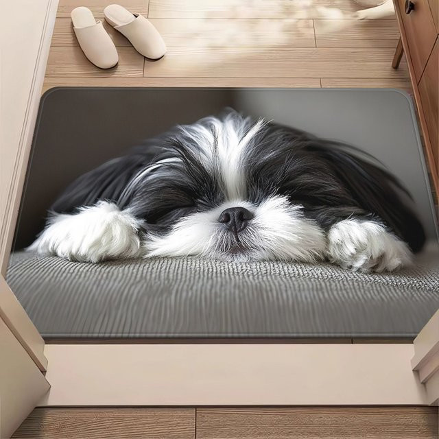 VIKAMA Fußmatte mit Shih Tzu Design, waschbarer Haustierteppich für Wohnzimmer, Schlafzimmer und Eingangsbereich - Bild 1