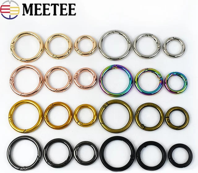 Meetee Metall O-Ring Schnallen Set mit Federverschluss für DIY-Zubehör, 10 Stück, Gold und Multicolour, Durchmesser: 10–50 mm - Bild 1