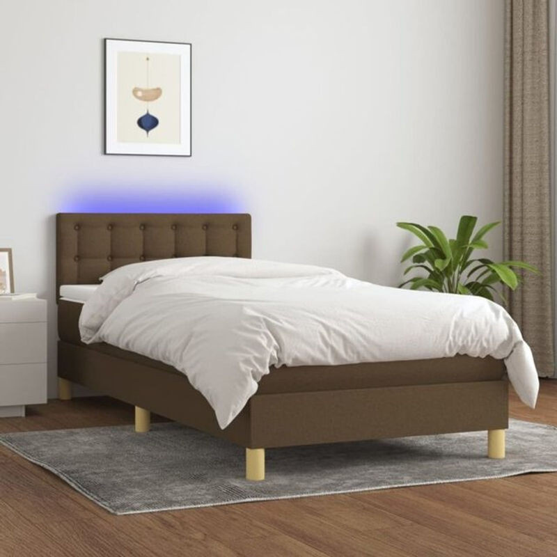vidaxl Boxspringbett mit Matratze in Braun und Weiß aus Stoff, B/T/H: 200 x 80 x 78 cm - Bild 1