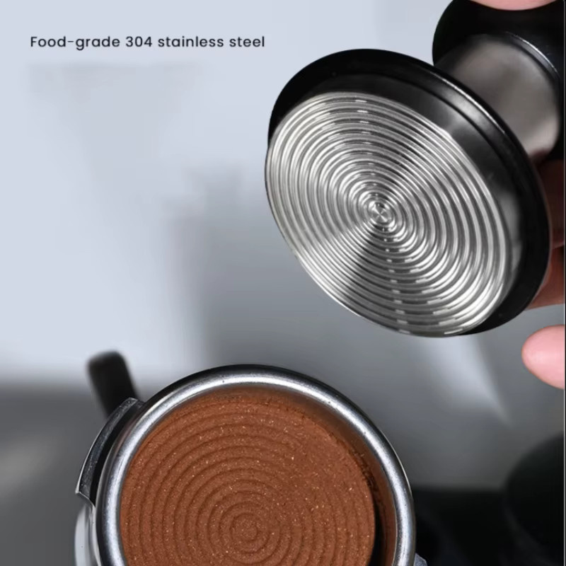 JUSTINLAU Schlagkaffee-Stampfer mit Nivellierung und Federdruck, 58 mm, Schwarz, Edelstahl - Bild 2