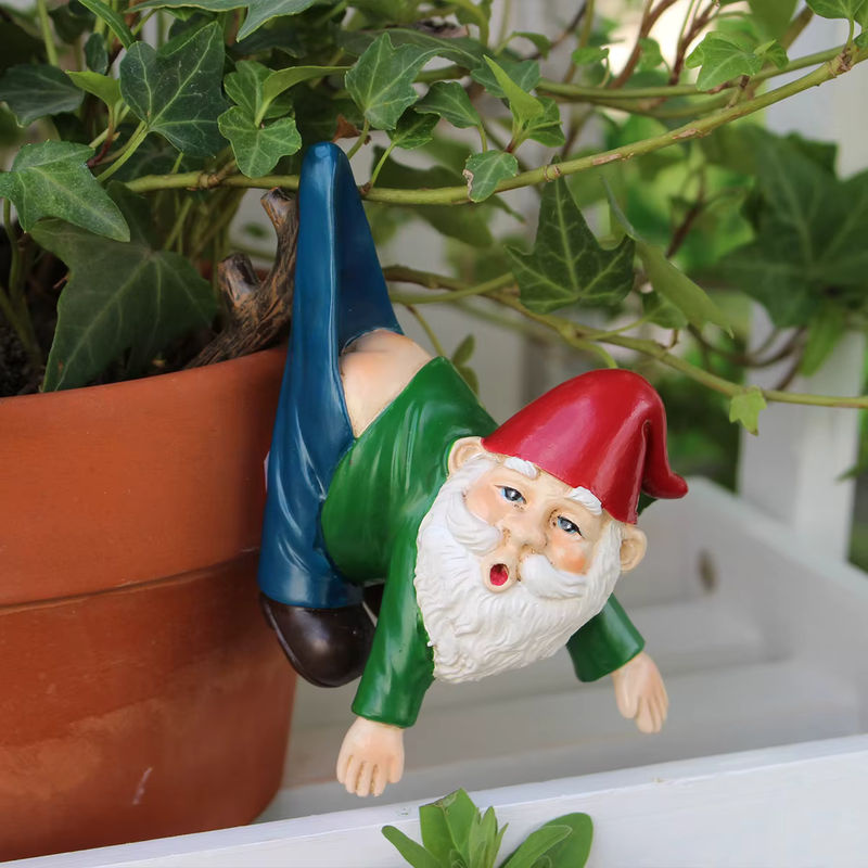 Niedrige Zwergenfigur als Hängeornament mit Haken aus Kunstharz, bunte Gartenstatue für Bonsai und Blumentöpfe - Bild 2