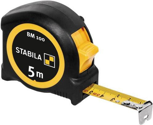 Stabila Taschenbandmaß BM 100 mit 5 m Länge und metrischer Skala in Gelb und Rot - Bild 1
