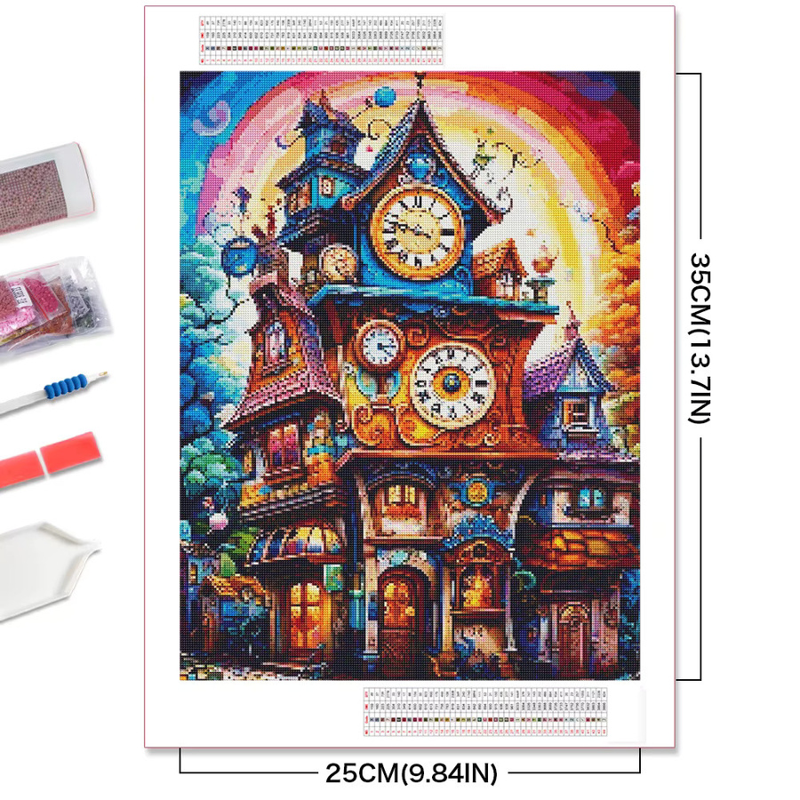 Ever shine Diamantmalerei Schloss Landschaft als Mosaik-Stickerei mit runden Steinen in Multicolour - Bild 2