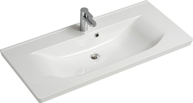 Pelipal Trentino Waschbecken aus Mineralmarmor in Weiß, Breite: 110 cm - Bild 1