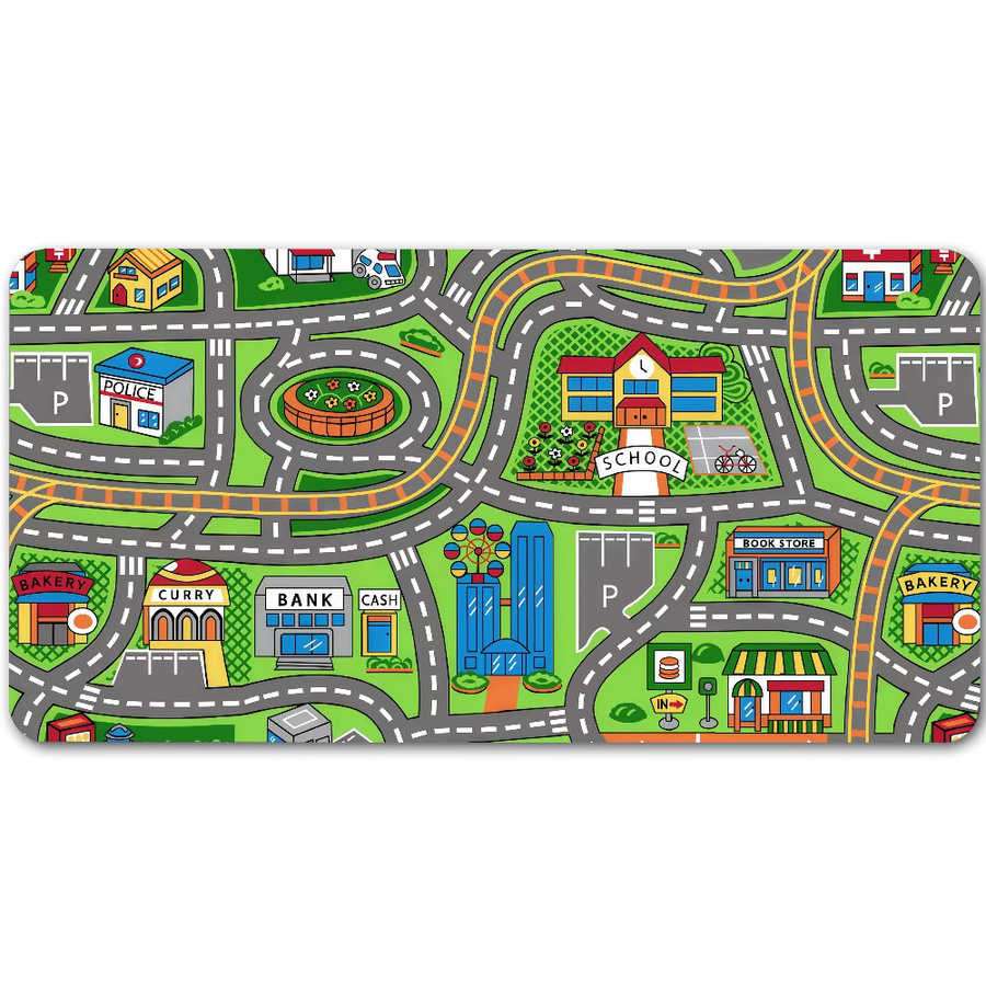 Großes Cartoon City Street Mauspad in Multicolour für Gaming und Büro, rutschfest und wasserdicht - Bild 7
