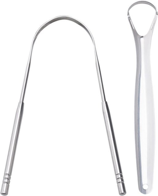 TOMTOP JMS Zungenschaber, 2er-Pack, Edelstahl, Silber, Unisex - Bild 1
