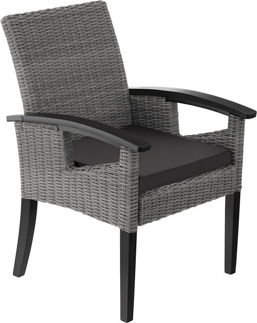 tectake Rattan Stuhl mit Holzgestell und Sitzpolstern, UV-beständig und wetterfest, B/T/H: 62,5 x 71,5 x 94 cm - Bild 2