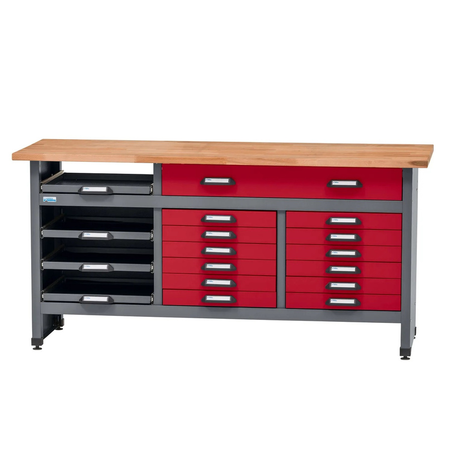 Küpper Werkbank mit 17 Schubladen in Dunkelrot, B/T/H: 84 x 60 x 170 cm - Bild 2