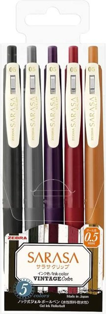 ZEBRA Sarasa Clip Set Vintage 2 Gelstifte in Schwarz, Grau, Lila, Gelb und Multicolour - Bild 1
