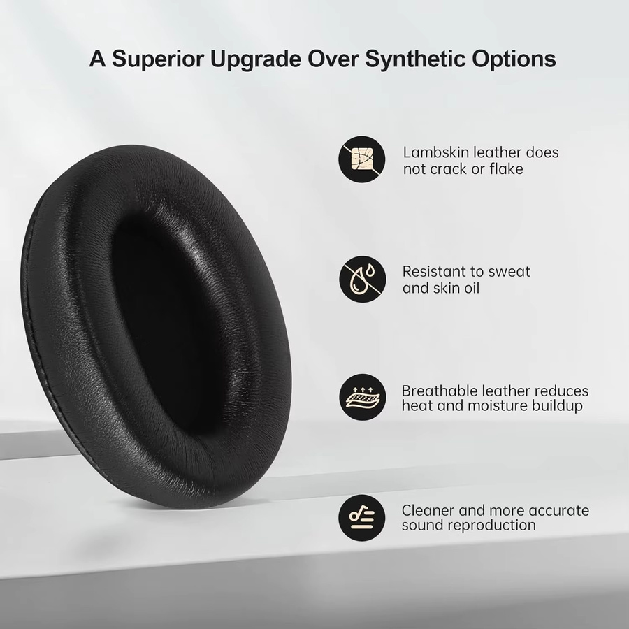 Sony Premium-Ohrpolster aus Lammfell-Leder in Schwarz mit Memory-Schaum für WH-1000XM3 Kopfhörer - Bild 3
