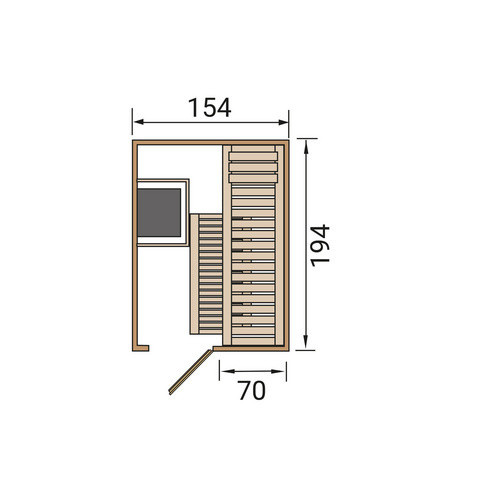 WEKA Elementsauna Kaarina 1 für 6 Personen mit 3,6 kW Ofen und integrierter Steuerung in Braun - Bild 3