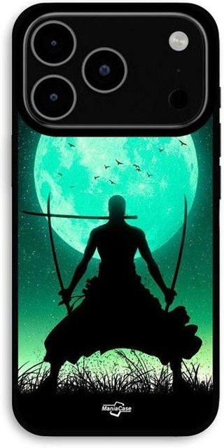 Maniacase iPhone 17 Pro Hülle Roronoa Zoro Dreifachschwert Vollmond Schwarz - Bild 1