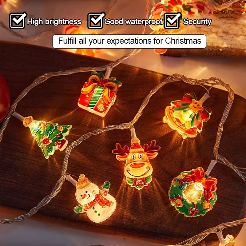 Feimefeiyou Acryl LED Lichterkette als Vorhang mit Schneemann und Weihnachtsmann in Warmweiß und Multicolour für Weihnachten und Partys - Bild 3