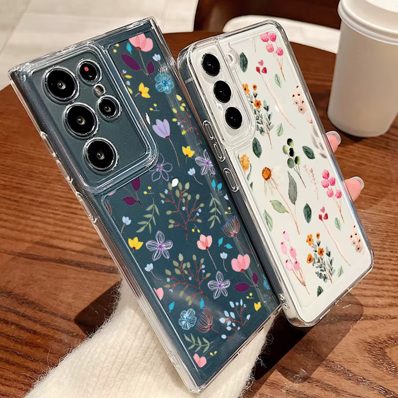 Transparente Silikonhülle mit Blumen-Design für Samsung Galaxy S25 S24 FE S23 Ultra S22 Plus und weitere Modelle - Bild 2