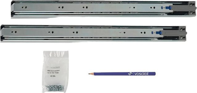 vasalat Kugelauszug Softclose Vollauszug mit Dämpfung, Farbe: Silber, Länge: 500 mm, 1 Paar - Bild 1