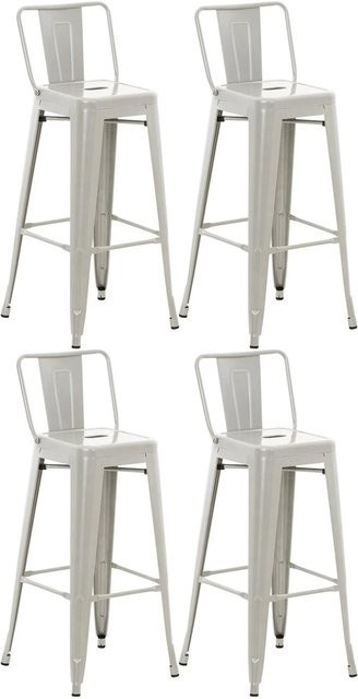 CLP 4er Set Barhocker Mason in Silber, Industrial Design aus Metall, Matt - Bild 1