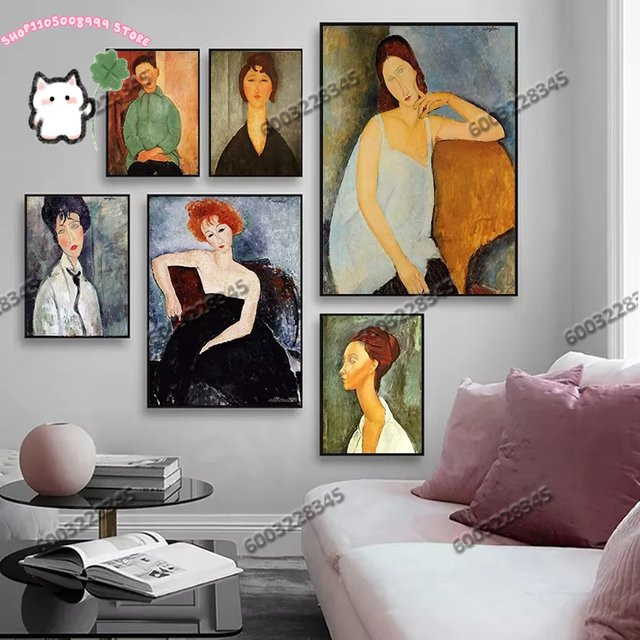 Moderne Leinwandmalerei Potdemiel Amedeo Modigliani Abstract Wandkunst Poster in Mehrfarbig - Bild 1