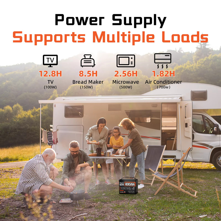 Humsienk Bluetooth LiFePO4 12V 100Ah Deep-Cycle-Batterie mit 100A BMS in Schwarz - Bild 4