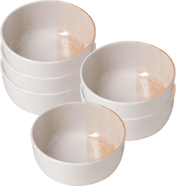 Ritzenhoff & Breker Müslischalen Trio 6er Set aus Keramik in Braun und Weiß gestreift Durchmesser: 14,5 cm - Bild 1