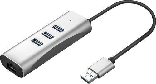VALUE Schnittstellen-Hub USB 3.2 Gen 1 Type-A und Ethernet/LAN Schwarz Silber - Bild 1