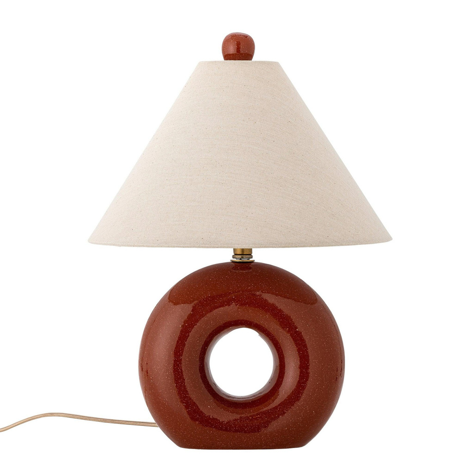Bloomingville Tischlampe Panja aus rotem Steingut mit beigem Stoffschirm, Durchmesser: 30 cm, Höhe: 42 cm - Bild 1