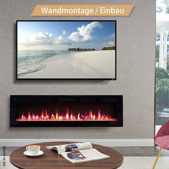Balderia Elektrokamin Leif 60 in Schwarz, Wand- Stand- oder Einbaugerät, B/H/T: 142,5 x 38,6 x 13,8 cm - Bild 1