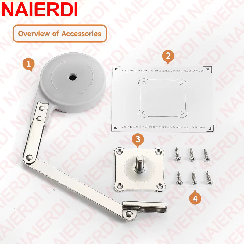 NAIERDI 2er-Pack Spielzeugkisten-Scharniere mit Soft-Close-Funktion, Schwerlast-Deckelscharnier für Aufbewahrungstruhen und Bänke, Silber/Stainless-Look - Bild 3