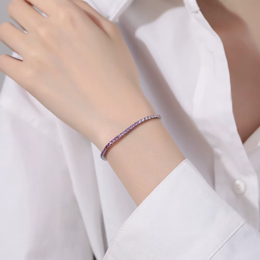 YLMyself Tennisarmband 925 Silber, Zirkonia, Bunt, Damen, 2 mm - Bild 2