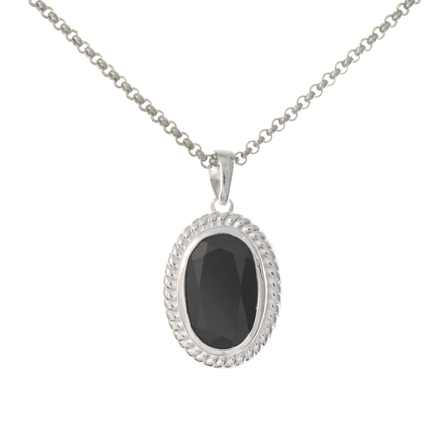 Anhänger mit Kette 925 Silber, Zirkonia, schwarz, Unisex - Bild 1