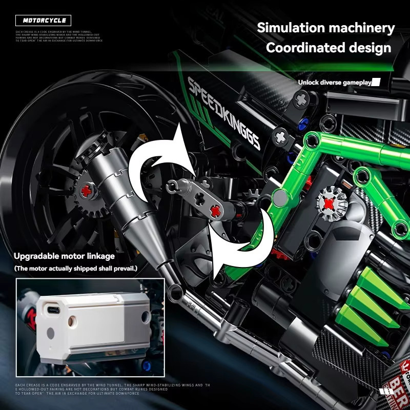 HUATEC Technische Motorrad-Bausteine, 812 Teile - Bild 3