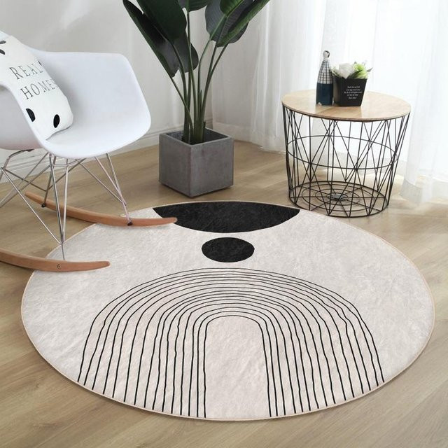 Runder Teppich Lodestar mit abstraktem Design in Weiß, Durchmesser: 40 cm - Bild 1