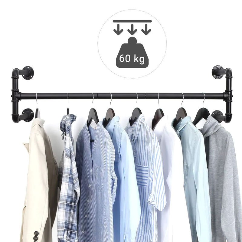 SONGMICS Kleiderstange Set aus Metall für Wandmontage, Schwarz Matt, 2 Stück, Belastbarkeit bis 60 kg - Bild 4