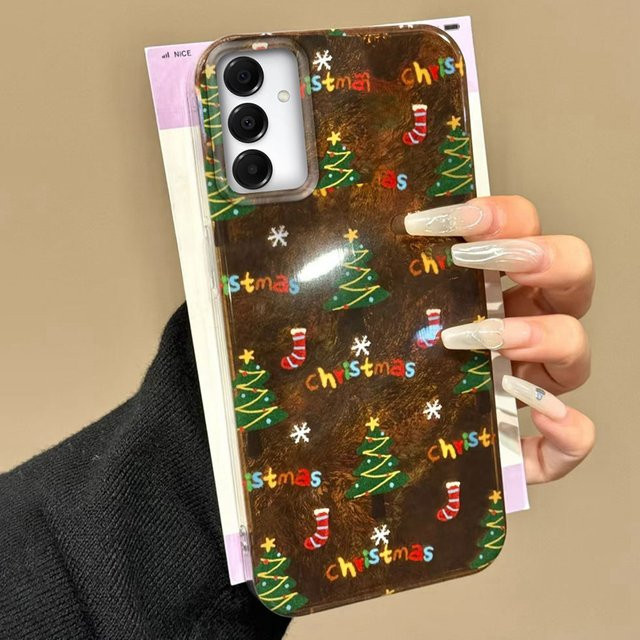Handytasche mit Weihnachtsbaum Muster für Samsung Galaxy A55 A16 A07 A17 A26 A36 A56 A25 A35 A14 A34 A54 A15 A13 A32 A12 in Multicolour - Bild 1