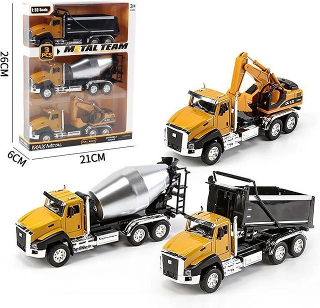 Binchi Keji Travel Engineering Fahrzeug Set, 3-teiliges Set, Metall, 1:50, ab 4 Jahren - Bild 1
