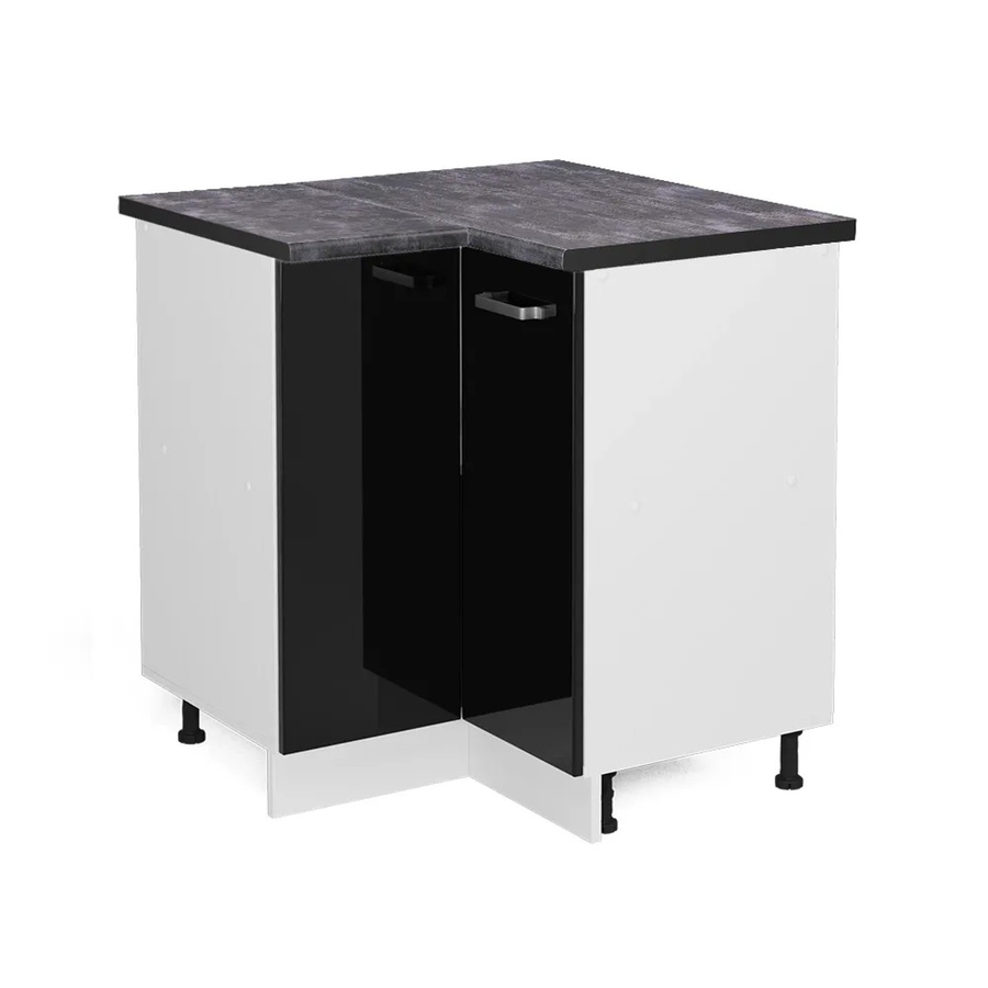Vicco Eckunterschrank R-Line Küchenunterschrank Hochglanz Schwarz Weiß Anthrazit B/T/H: 75,6 x 60,0 x 81,6 cm - Bild 2