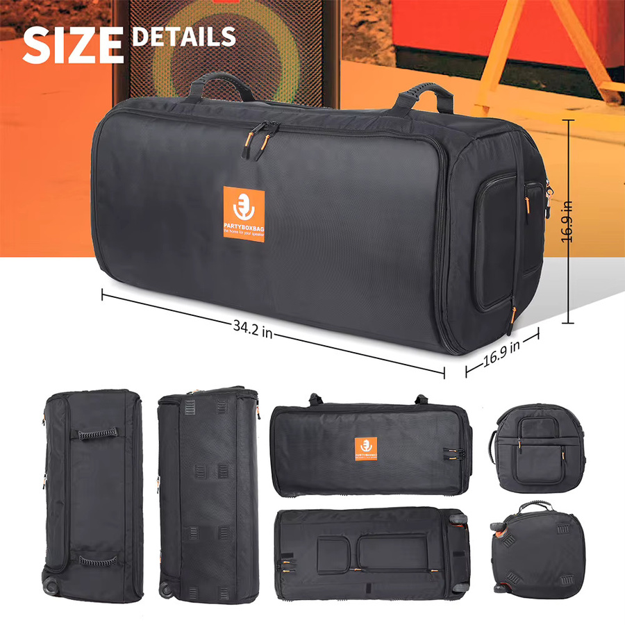 JBL Partybox 710 Schutzhülle aus wasserdichtem Oxford-Stoff in Schwarz mit doppeltem Reißverschluss - Bild 6