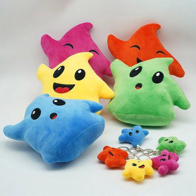Treasuringu Bunte Sterne-Plüschkissen mit PP-Baumwollfüllung in Blau und Mehrfarbig für Kinder und Heimdekoration - Bild 1
