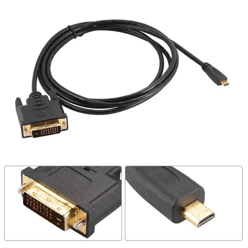 BSN Micro HDMI auf DVI-D Adapterkabel in Schwarz für 1080p Full HD und 3D, Länge: 1 m oder 1,8 m - Bild 3