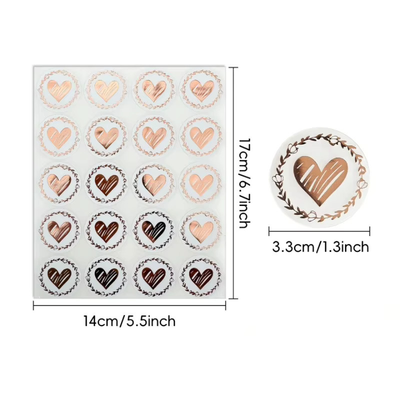100 Stück herzförmige selbstklebende Aufkleber in Gold und Transparent für Hochzeitseinladungen und Geschenkverpackungen - Bild 2
