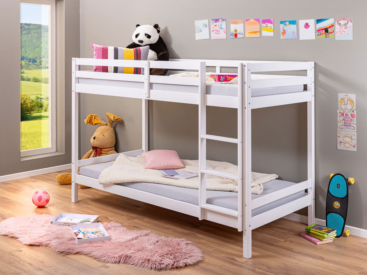 INTER LINK Kinder Etagenbett Cloud/Sleepy Cloud aus Kiefer Massivholz, weiß lackiert, B/T: 90 x 200 cm - Bild 2